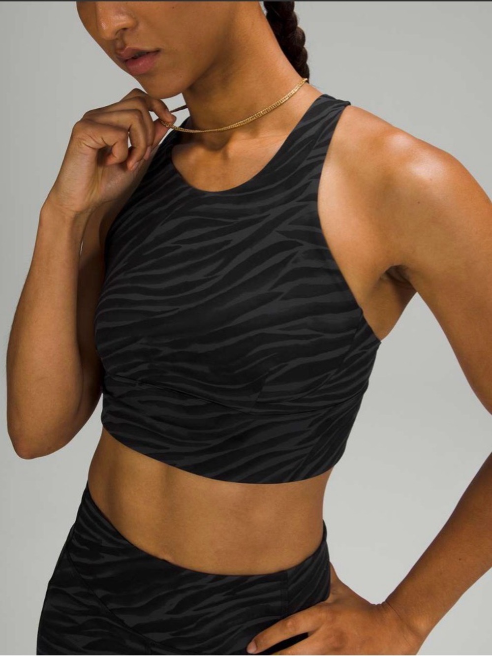 lululemon athletica Black Zebra-Print High-Neck Crop Sports Bra